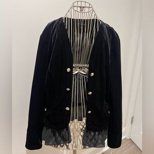 INC International Concepts Velvet Black Blazer with Silver Accents